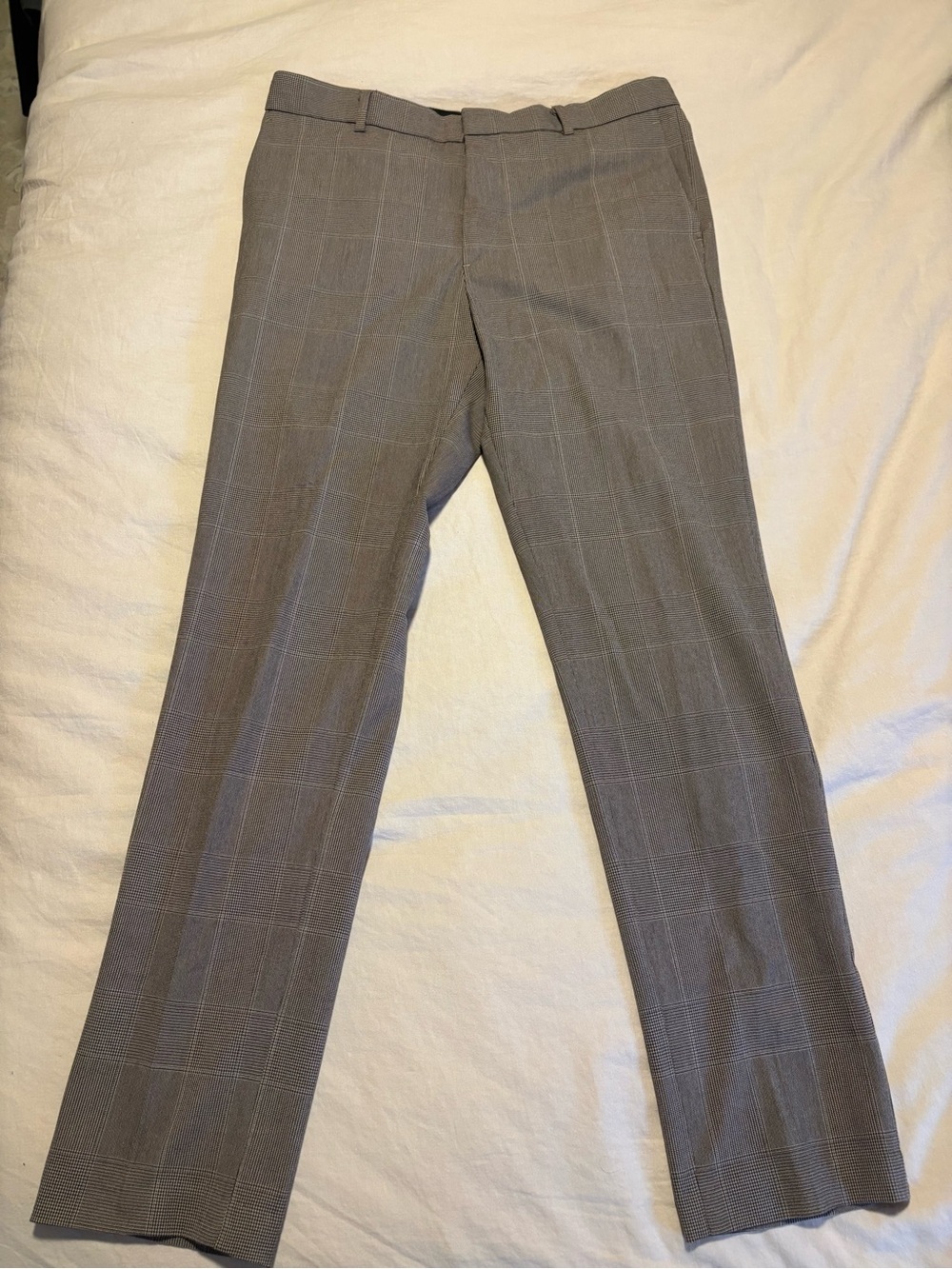H&M Men's Light Gray Windowpane Dress Pants